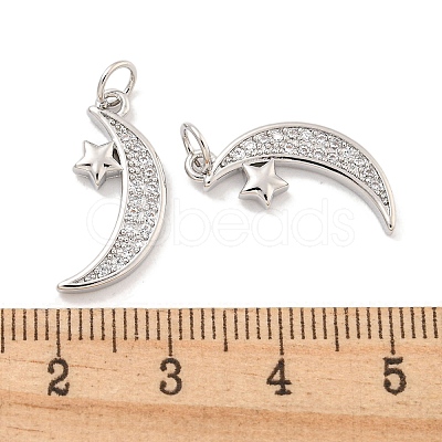 Rack Plating Brass Micro Pave Clear Cubic Zirconia Pendants KK-Q814-10P-1