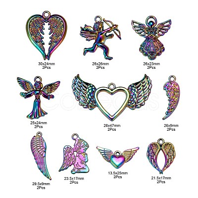 20Pcs 10 Style Rainbow Color Alloy Pendants FIND-LS0001-14MC-1