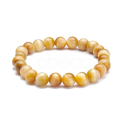 8.5mm Round Dyed Natural Tiger Eye Beads Stretch Bracelet for Girl Women BJEW-JB07152-1