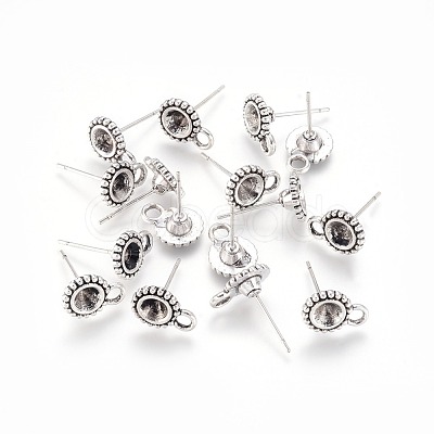 Antique Silver Tibetan Style Alloy Stud Earring Findings X-TIBE-A20145-AS-FF-1