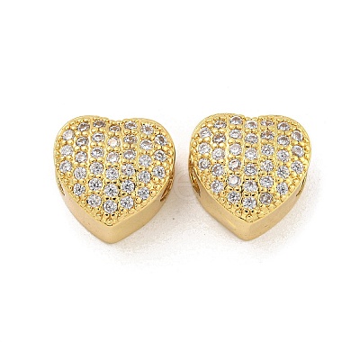 Rack Plating Brass Micro Pave Cubic Zirconia European Beads KK-G513-43G-1