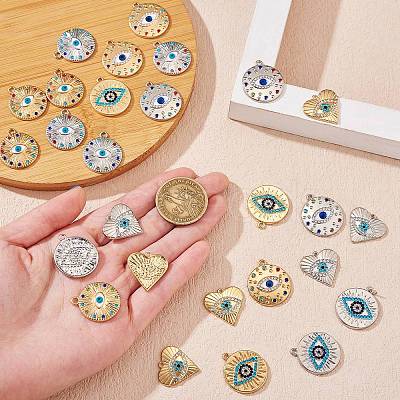 32Pcs 8 Style Rack Plating Alloy Enamel Pendants FIND-SZ0006-02-1