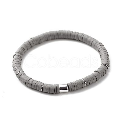 Synthetic Hematite & Polymer Clay Heishi Beads Stretch Bracelets Set BJEW-JB07446-1