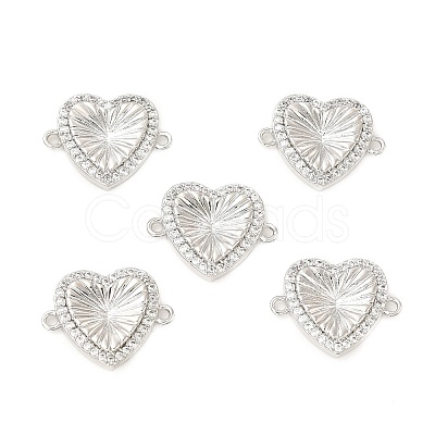 Brass Micro Pave Clear Cubic Zirconia Connector Charms KK-E068-VB341-1