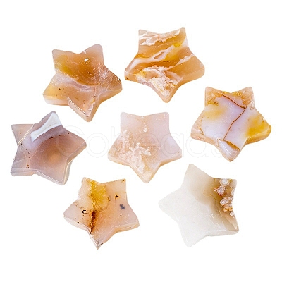 Natural Cherry Blossom Agate Star Healing Stones DJEW-PW0013-32-1