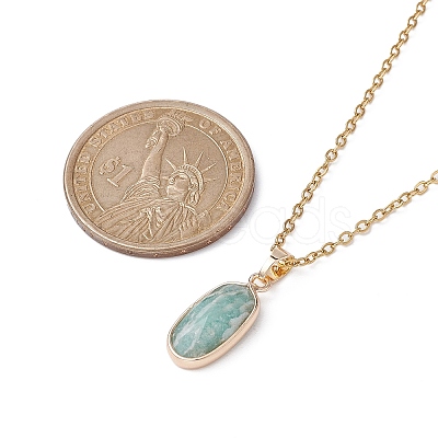 Natural Amazonite Oval Pendant Necklace NJEW-JN04487-02-1