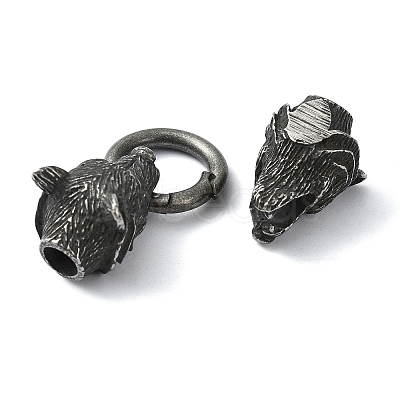 Tibetan Style 304 Stainless Steel Spring Gate Rings FIND-Z046-02AS-02-1