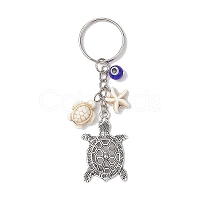 Tibetan Style Alloy Tortoise Keychains KEYC-JKC00964-02-1