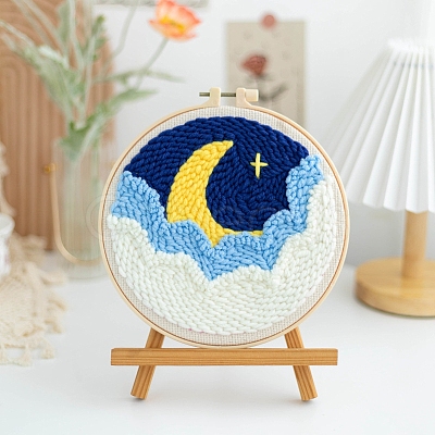 DIY Moon Pattern Punch Embroidery Beginner Kits for Beginners PW-WGB2670-16-1