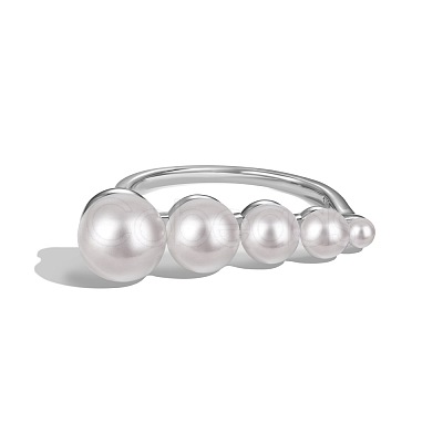 Anti-Tarnish Round Shell Pearl Finger Rings RJEW-Q813-04P-1