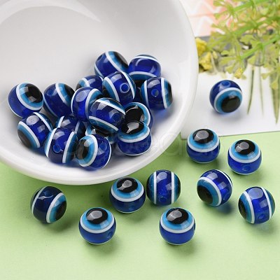 Round Evil Eye Resin Beads X-RESI-R159-12mm-08-1