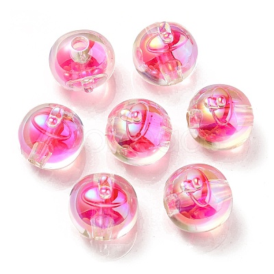 UV Plating Rainbow Iridescent Acrylic Beads OACR-A014-02D-1