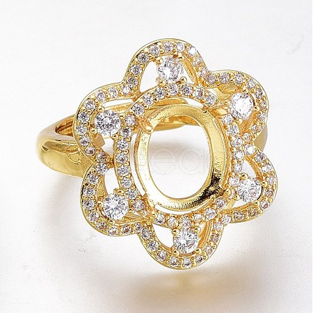 Adjustable Brass Micro Pave Clear Cubic Zirconia Finger Ring Components ZIRC-I049-12G-1