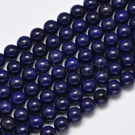 Dyed Natural Grade AA Lapis Lazuli Round Bead Strands X-G-M290-8mm-AA-1