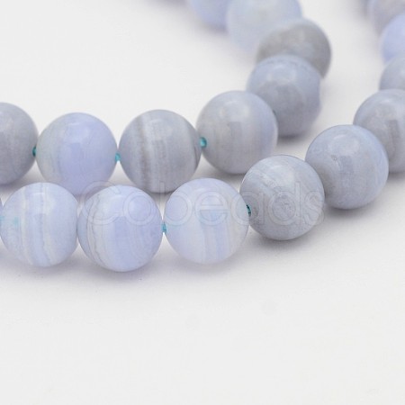 Natural Blue Lace Agate Round Bead Strands G-P070-15-4mm-1