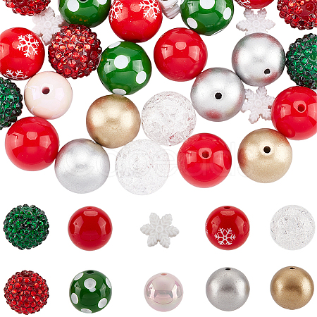SUNNYCLUE 50Pcs 10 Style Christmas Theme Acrylic Beads SACR-SC0001-22-1