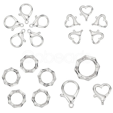 SUNNYCLUE 18Pcs 3 Style Zinc Alloy Lobster Claw Clasps and Spring Gate Rings FIND-SC0001-55-1