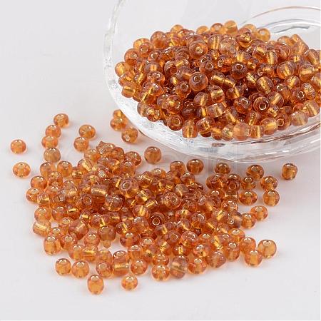 6/0 Round Silver Lined Round Hole Glass Seed Beads X-SEED-A005-4mm-22C-1