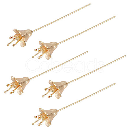 GOMAKERER 10Pcs Brass Flower Shape Head Pins KK-GO0001-49-1