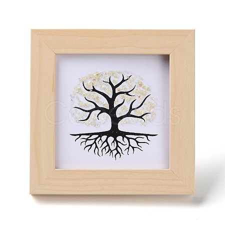 Tree of Life Natural Citrine Chips Picture Frame Stand DJEW-F021-02B-1