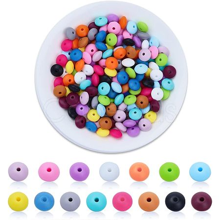 CHGCRAFT 150Pcs 15 Style Food Grade Eco-Friendly Silicone Abacus Beads SIL-CA0001-24-1