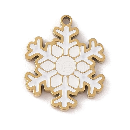 Christmas Theme Ion Plating(IP) 304 Stainless Steel Enamel Charms STAS-Z083-08G-07-1