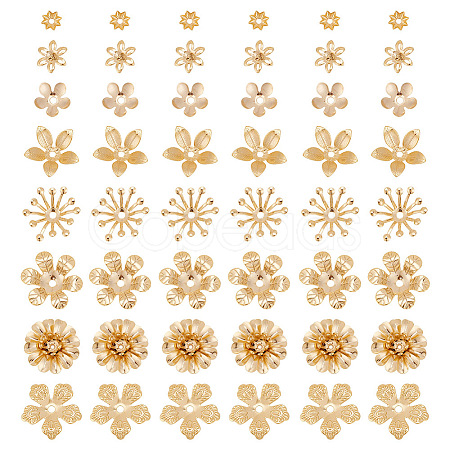 ARRICRAFT 64Pcs 8 Styles Brass Bead Caps KK-AR0003-57-1