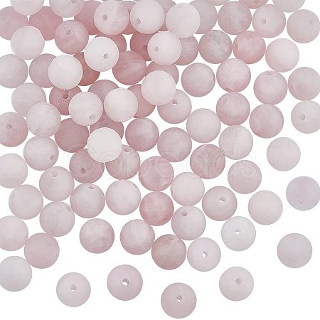 Olycraft Frosted Natural Rose Quartz Round Beads Strands G-OC0003-57A-1