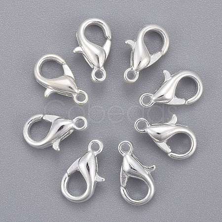 Silver Color Plated Zinc Alloy Lobster Claw Clasps X-E103-S-1