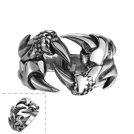 Punk Rock Style 316L Surgical Stainless Steel Hollow Claw Wide Band Rings for Men RJEW-BB06736-8-1