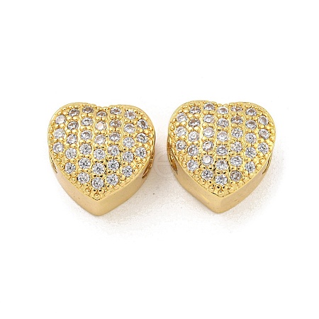 Rack Plating Brass Micro Pave Cubic Zirconia European Beads KK-G513-43G-1