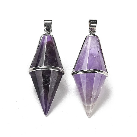 Natural Amethyst Pointed Pendants G-F763-04P-05-1