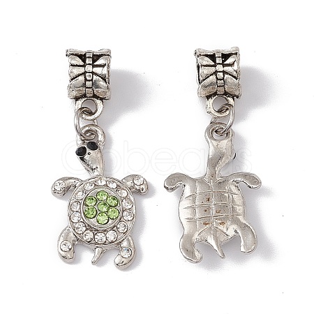 Tortoise Alloy Rhinestone European Dangle Charms ALRI-E002-01AS-01-1