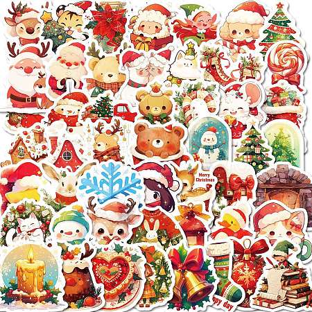 50Pcs Christmas Theme Cartoon Paper Stickers DIY-P085-08-1