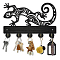 Wood & Iron Wall Mounted Hook Hangers, Decorative Organizer Rack, with 2Pcs Screws, 5 Hooks for Bag Clothes Key Scarf Hanging Holder, Gecko, 200x300x7mm.