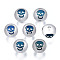 Electroplate Glass Beads, Frosted, Round with Skull Pattern, Blue, 10mm, Hole: 1.5mm, about 200pcs/bag