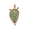 Brass Micro Pave Cubic Zirconia Links, Cactus, Colorful, Golden, 25x11x2.5mm, Hole: 1.2mm