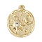 Brass Micro Pave Cubic Zirconia Pendants, Flat Round with Sun & Moon, Real 18K Gold Plated, 17x13.5x2mm, Hole: 1.2mm