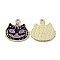 Alloy Enamel Pendants, for Halloween, Cat Pumpkin Shape, Black, 20.5x20x1.2mm, Hole: 1.8mm