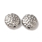 Non-Tarnish 304 Stainless Steel Beads, Textured, Flat Round, Stainless Steel Color, 8.5x3.5mm, Hole: 1.2mm