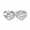 Alloy Pendants, with Crystal Rhinestone, Hand Heart Charm, Platinum, 16.5x17x2.5mm, Hole: 1.8mm