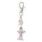 Angle Acrylic & Alloy Pendant Decorations, Natural Rose Quartz Chips and Swivel Clasps Charms for Bag Ornaments, 94mm