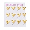 PVD Vacuum Plating 304 Stainless Steel Stud Earring, Letter V, Golden, 11x11mm, 12pcs/set