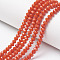 Opaque Solid Color Glass Beads Strands, Faceted, Rondelle, Orange Red, 6x5mm, Hole: 1mm, about 87~90pcs/strand, 17~17.5 inch(42.5~43.75cm)