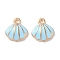 Alloy Enamel Pendants, Shell Shape, Light Steel Blue, 11x10x2.5mm, Hole: 1.2mm