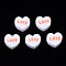 Handmade Polymer Clay Beads, Heart with Word Love, White, 8~8.5x9~9.5x4.5mm, Hole: 1.8mm