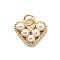 Heart Brass ABS Plastic Imitation Pearl Charms, Long-Lasting Plated, Cadmium Free & Lead Free, with Jump Ring, Real 18K Gold Plated, 12x14x4mm, Hole: 3mm