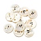 Freshwater Shell Buttons, Flat Round , Letter P, 12x2mm, Hole: 1.6mm