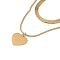 2Pcs 2 Style Ion Plating(IP) 304 Stainless Steel Heart Pendant Necklaces Set, Herringbone & Snake Chains Stackable Necklaces for Women, Golden, 15.94~17.72 inch(40.5~45cm), 1Pc/style