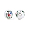 Mahjong Theme ABS Plastic Imitation Pearl Enamel Beads, Round, Three of Dots, 11.5~12mm, Hole: 2mm